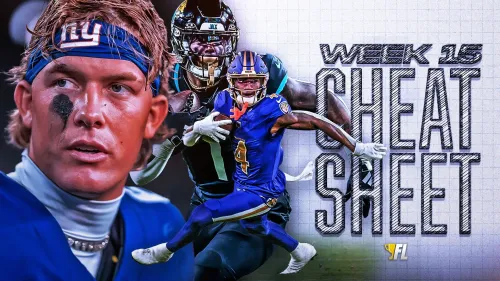 Week 15 Fantasy Football Cheat Sheet: Top Storylines, Matchups and More